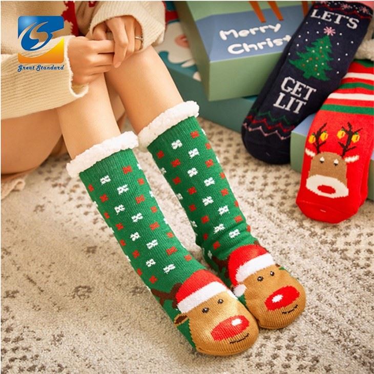 Winter Fuzzy Slipper Christmas Socks